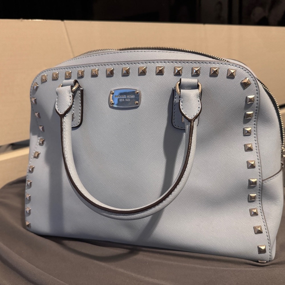 Michael Kors Light Blue Sandrine Studded Women's Bag satchel